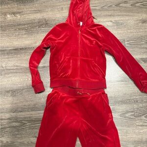 Juicy Couture velour set , red with gold hardware size S
